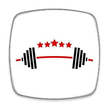 Poids et étoiles : Fitness Power Design - Magnet carré - blanc - Devant