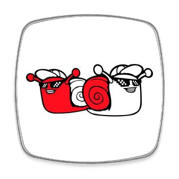 2 Snail Sunglasses Team Friends Cool Crew - Square fridge magnet - white - Front