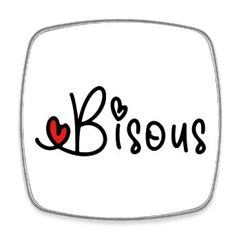 Cœur Rouge Bisous ligne Minimale Noire - Magnet carré - blanc - Devant