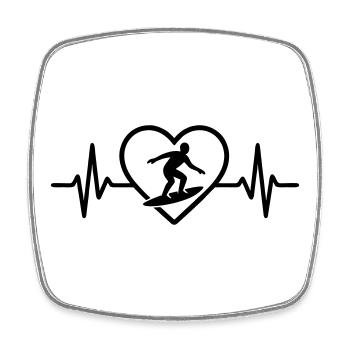 Surfing Heart - Square fridge magnet - white - Front