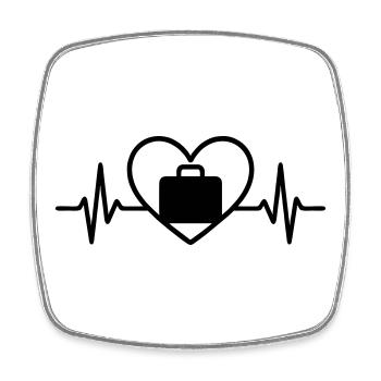 Travel Suitcase Globe Heart - Square fridge magnet - white - Front