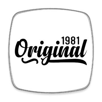 1981 birthday 44 years old, retro 1981 - Square fridge magnet - white - Front