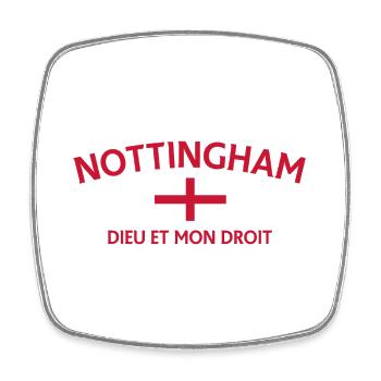 Nottingham Crest Englische Flagge T-Shirt - Viereckiger Kühlschrankmagnet - Weiß - Vorne