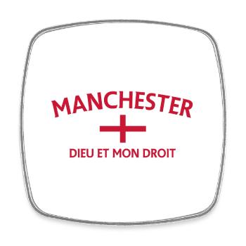 Manchester Flag Motto Tee - Square fridge magnet - white - Front