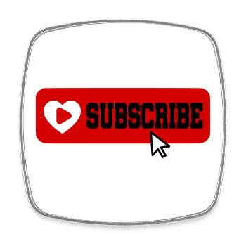 Fabelhaftes Symbol für die Schaltfläche "Abonnieren" des YouTube-Kanals - Viereckiger Kühlschrankmagnet - Weiß - Vorne
