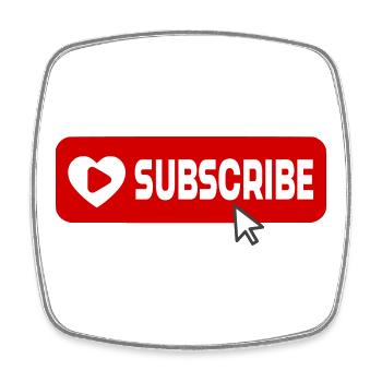 Fabelhaftes Symbol für die Schaltfläche "Abonnieren" des YouTube-Kanals - Viereckiger Kühlschrankmagnet - Weiß - Vorne
