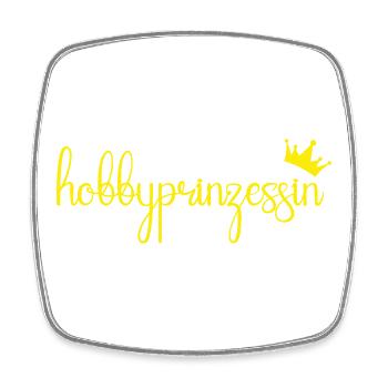 Hobbypinzessin lettrage jaune avec couronne - Magnet carré - blanc - Devant