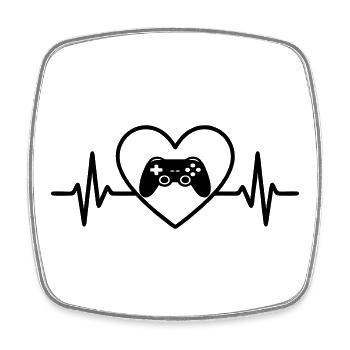 Video Game Controller Heart Gamer - Square fridge magnet - white - Front
