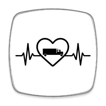 Truck Driver Heart Transport - Square fridge magnet - white - Front