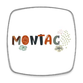 Monday Weekday with Blossoms - Square fridge magnet - white - Front