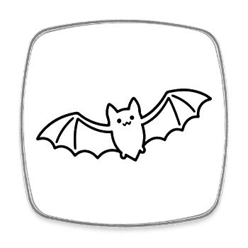 Bat Sketch – Simple Halloween Animal Motif - Square fridge magnet - white - Front