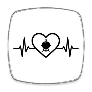 Barbecue Heart Summer - Square fridge magnet - white - Front
