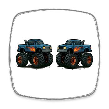 MonsterTruck Flammen Cruiser - Viereckiger Kühlschrankmagnet - Weiß - Vorne