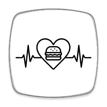 Burger Heart Fast Food Hamburger - Square fridge magnet - white - Front