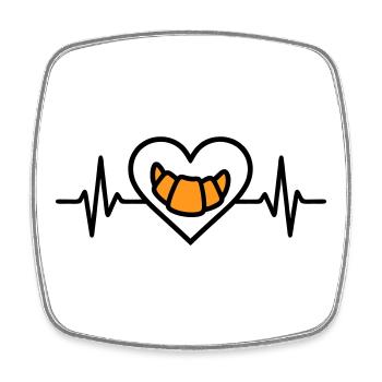 Croissant Heart Breakfast Bakery - Square fridge magnet - white - Front