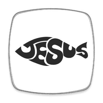 Jesus Schriftzug Logo Shirt - Viereckiger Kühlschrankmagnet - Weiß - Vorne