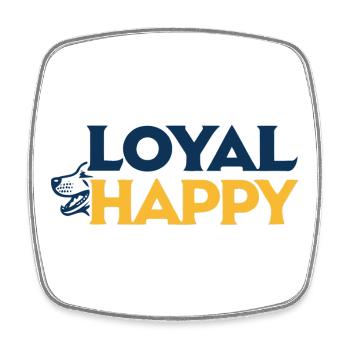 Loyal Happy Dog Emblem - Viereckiger Kühlschrankmagnet - Weiß - Vorne