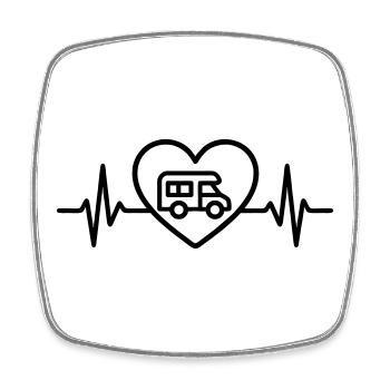 RV Heart Vanlife Travel - Square fridge magnet - white - Front