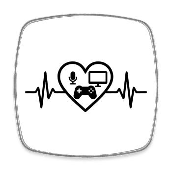 Streaming Gamer Heart Micro Screen Controller - Square fridge magnet - white - Front
