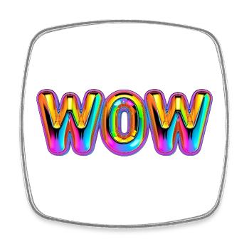3D WOW Balloon Rainbow Shirt - Square fridge magnet - white - Front