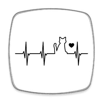 Katze Herzschlag - Viereckiger Kühlschrankmagnet - Weiß - Vorne