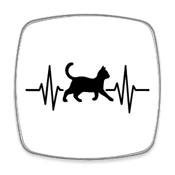 Cat Heartbeat - Minimal Line Art Design for Cat. - Square fridge magnet - white - Front