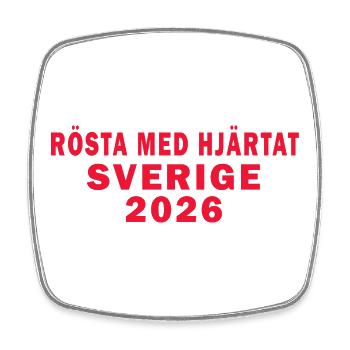 Stimmen Sie mit dem Herzen ab Schweden 2026 - Viereckiger Kühlschrankmagnet - Weiß - Vorne