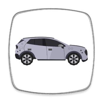 Voiture - Magnet carré - blanc - Devant