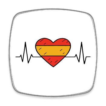 Spanien Heartbeat Line Flagge Liebe Reisen Design - Viereckiger Kühlschrankmagnet - Weiß - Vorne