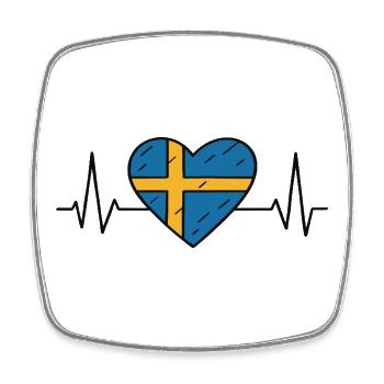 Suède Heartbeat Ligne Drapeau Amour Voyage Design - Magnet carré - blanc - Devant