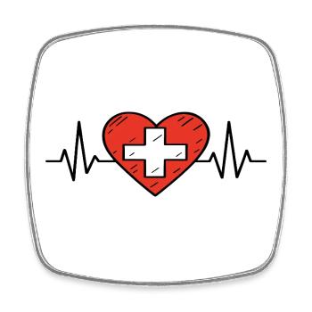 Schweiz Heartbeat Line Flagge Liebe Reisen Design - Viereckiger Kühlschrankmagnet - Weiß - Vorne
