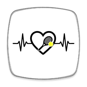Tennis Heart Racket Ball Sports Passion - Square fridge magnet - white - Front