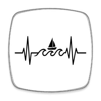 Boot Heartbeat Line Minimalistisches Segeldesign - Viereckiger Kühlschrankmagnet - Weiß - Vorne