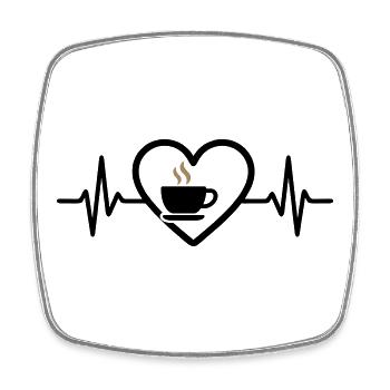 Kaffee Herz Tasse Heiß Getränk Pause - Viereckiger Kühlschrankmagnet - Weiß - Vorne