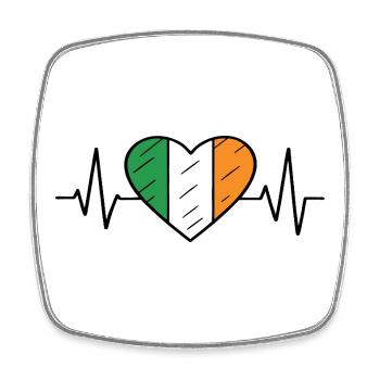 Irland Flagge Heartbeat Line Irish Pride Design - Viereckiger Kühlschrankmagnet - Weiß - Vorne