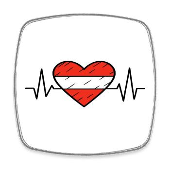 Österreich Flagge Heartbeat Line Austrian Pride Design - Viereckiger Kühlschrankmagnet - Weiß - Vorne