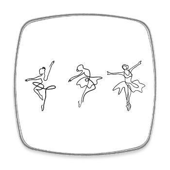 Ballerine ligne idée cadeau - Magnet carré - blanc - Devant
