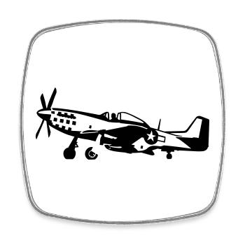 P-51 - Viereckiger Kühlschrankmagnet - Weiß - Vorne