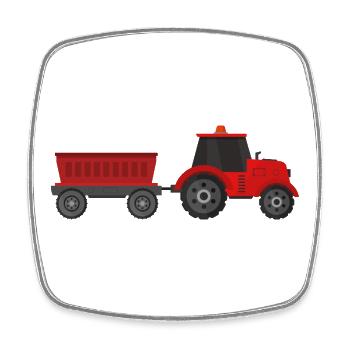 Traktor mit Anhänger - Viereckiger Kühlschrankmagnet - Weiß - Vorne