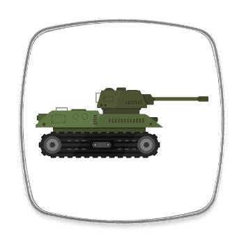 Char militaire - Magnet carré - blanc - Devant