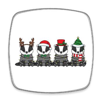 Dachs Weihnachtsmann Weihnachtsbeleuchtung - Viereckiger Kühlschrankmagnet - Weiß - Vorne