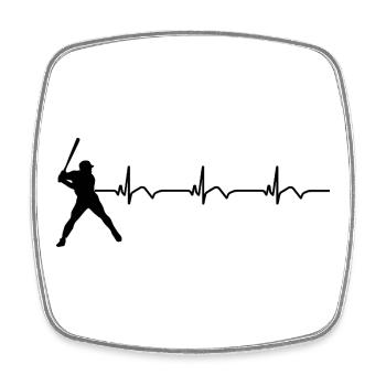 Baseball EKG Herzschlag Baseballschläger - Viereckiger Kühlschrankmagnet - Weiß - Vorne
