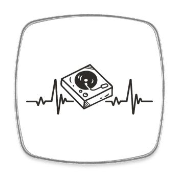Platine Vinyle Rythme Musique DJ Électro Cœur - Magnet carré - blanc - Devant