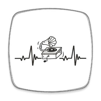 Vintage Phonograph Retro Music Rhythm Heart - Viereckiger Kühlschrankmagnet - Weiß - Vorne