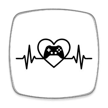 Herz Gaming – Controller Stil Gamer - Viereckiger Kühlschrankmagnet - Weiß - Vorne