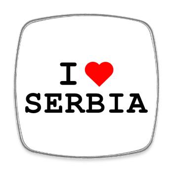 Ich liebe Serbien - I love Serbia - Viereckiger Kühlschrankmagnet - Weiß - Vorne