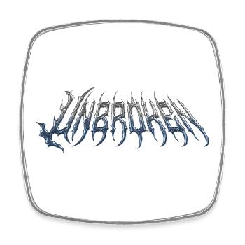 Unbroken - cold metal chrome text - Square fridge magnet - white - Front