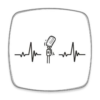 Retro Mic singt Musik Rhythmus Bühnenherz - Viereckiger Kühlschrankmagnet - Weiß - Vorne