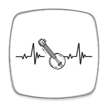 Banjo Bluegrass Folk Instrument Music Rhythm Heart - Square fridge magnet - white - Front
