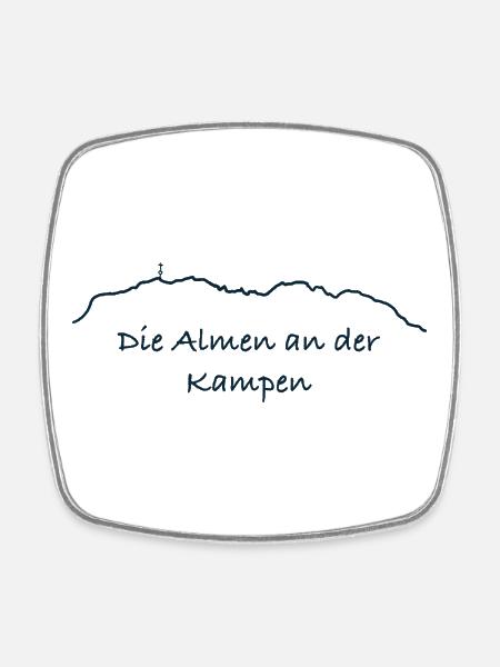 Alpine line via Kampen - Square fridge magnet - white